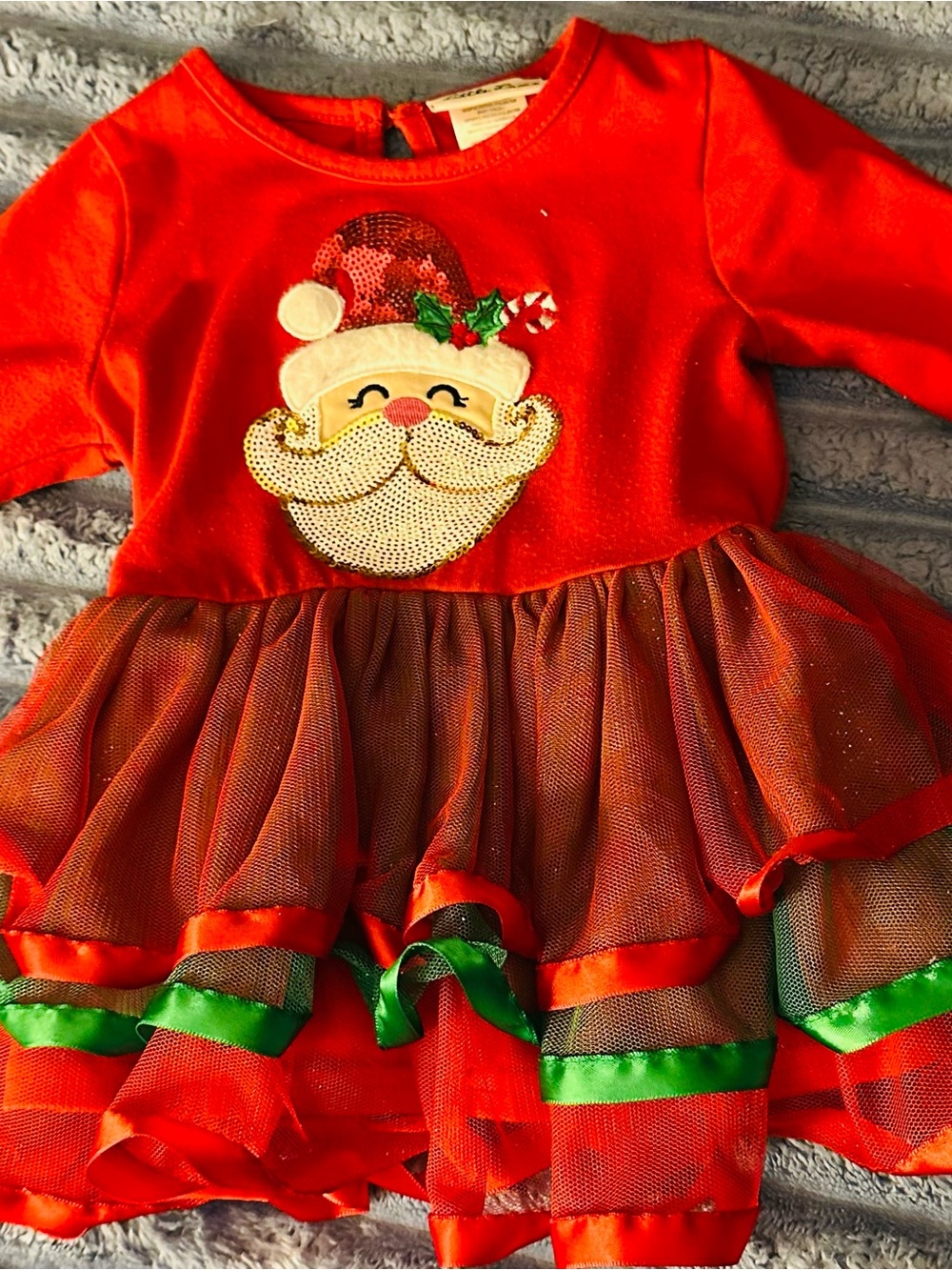 Little Lass Red and Green Sequin Santa Tutu Dress